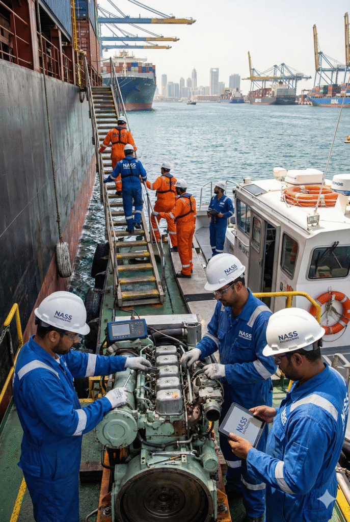 Marine Engineering Services in UAE Ports — Engine Repair, Overhaul & Riding Squads in dubai, and other UAE